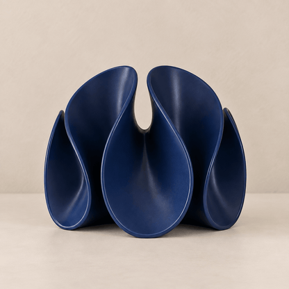 The Petal Flow - Abstract Resin Decorative Sculpture — Blue in a clean warm-neutral product setting