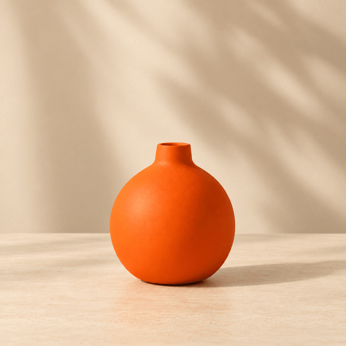 Solvi - Decorative Ceramic Vase — Burnt Orange in a clean warm-neutral product setting