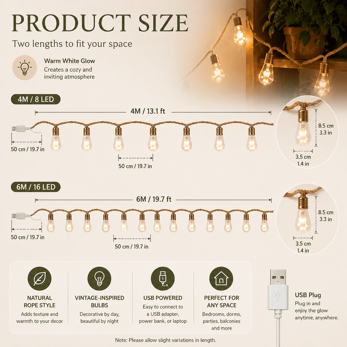 Hemp Glow - Vintage Rope String Lights - Urban Alcove