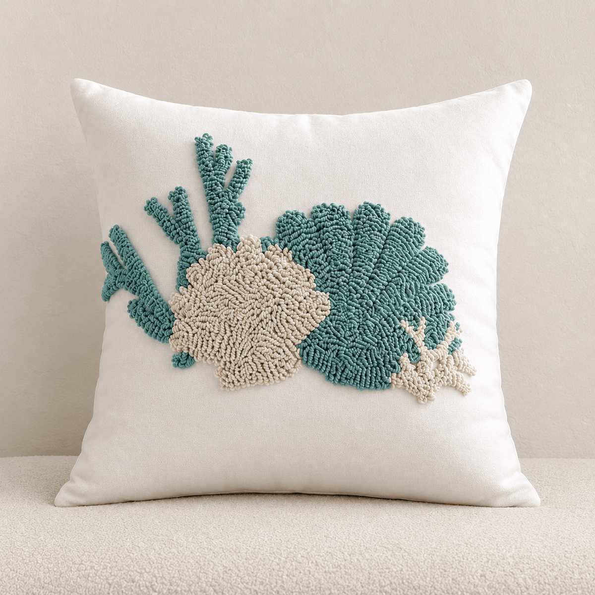 Tidal - Coastal Tufted Pillow Cover — Shell / 45X45Cm in a clean warm-neutral product setting