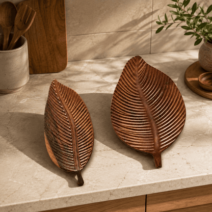 Folia - Sculpted Wooden Leaf Serving Tray - Urban Alcove