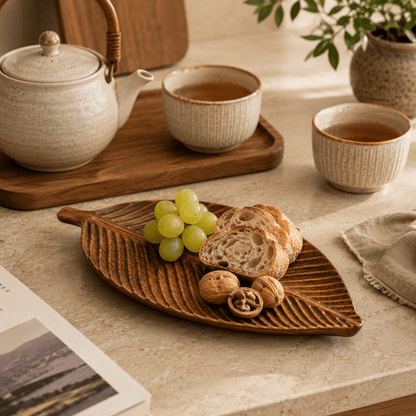 Folia - Sculpted Wooden Leaf Serving Tray - Urban Alcove