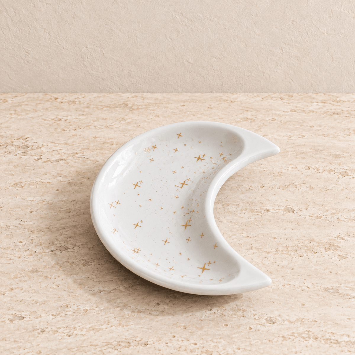 Lunara - Celestial Crescent Jewelry Tray — White in a clean warm-neutral product setting