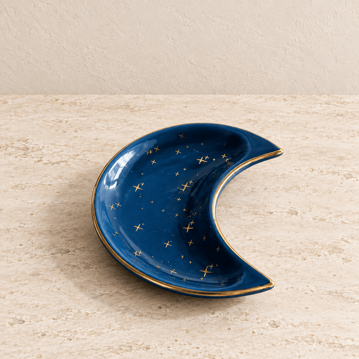 Lunara - Celestial Crescent Jewelry Tray — Blue in a clean warm-neutral product setting