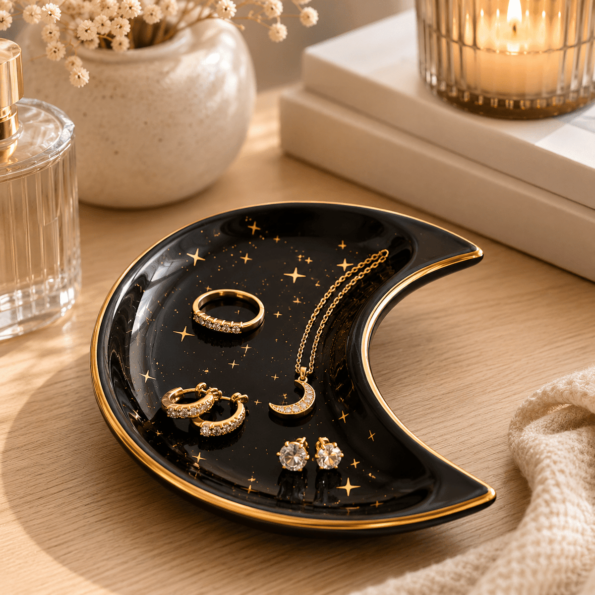 Lunara - Celestial Crescent Jewelry Tray - Urban Alcove