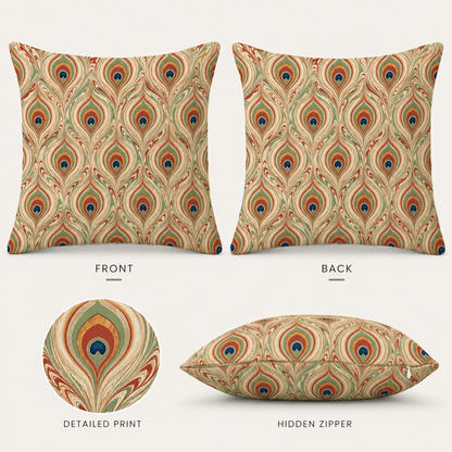 Pavo - Vintage Peacock Feather Pillow Cover - Urban Alcove
