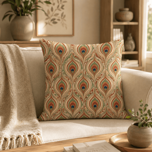 Pavo - Vintage Peacock Feather Pillow Cover - Image