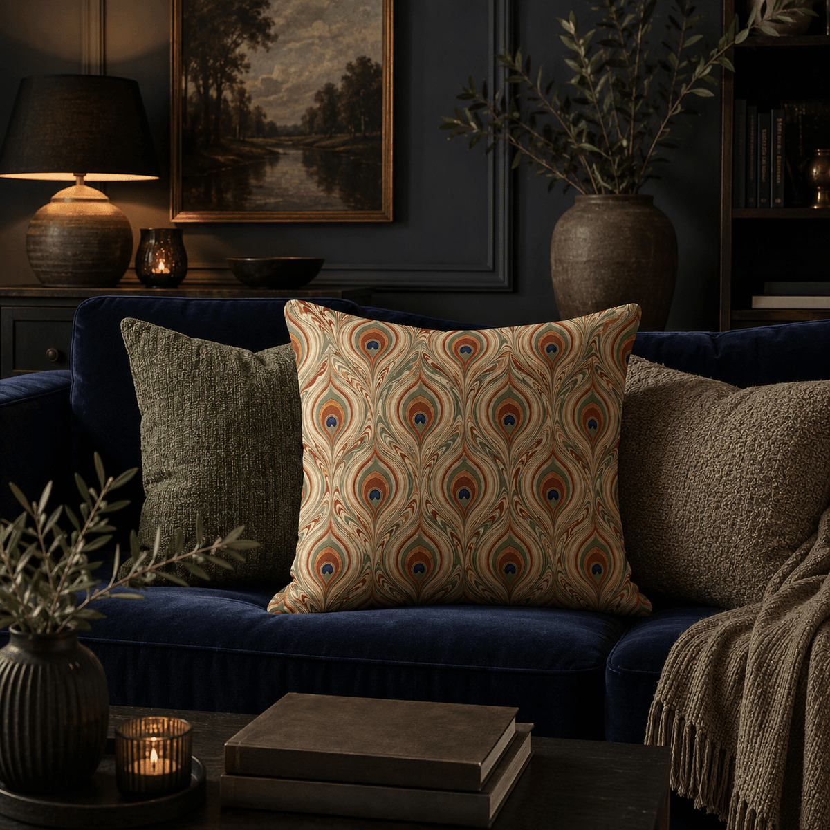 Pavo - Vintage Peacock Feather Pillow Cover - Urban Alcove
