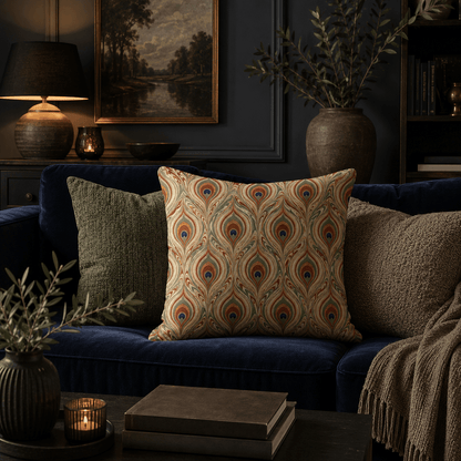 Pavo - Vintage Peacock Feather Pillow Cover - Urban Alcove