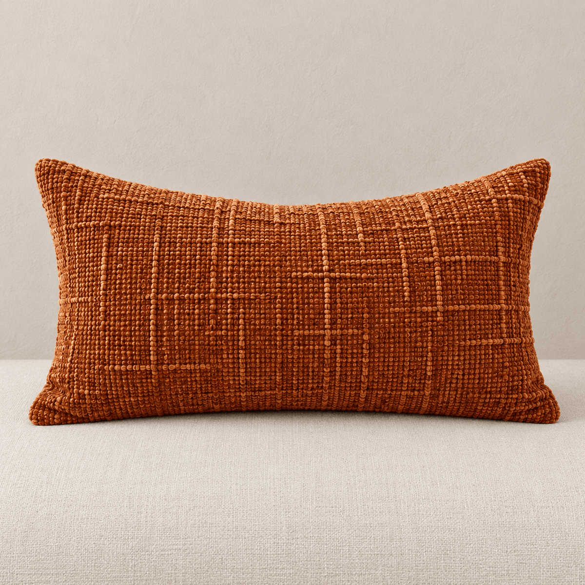 Loomline - Textured Chenille Pillow Cover — Tangerine / 30X50Cm in a clean warm-neutral product setting