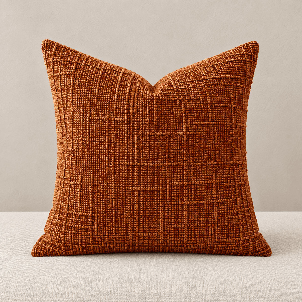 Loomline - Textured Chenille Pillow Cover — Tangerine / 45X45Cm in a clean warm-neutral product setting