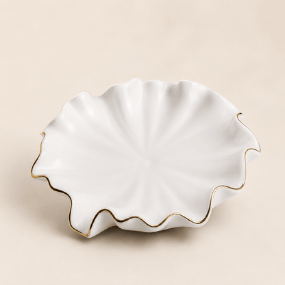Pearl Shell - Gold Rim Ceramic Soap Dish