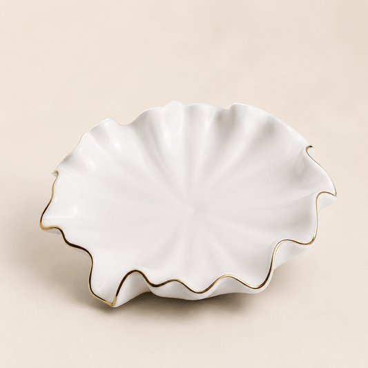 Pearl Shell - Gold Rim Ceramic Soap Dish - Image