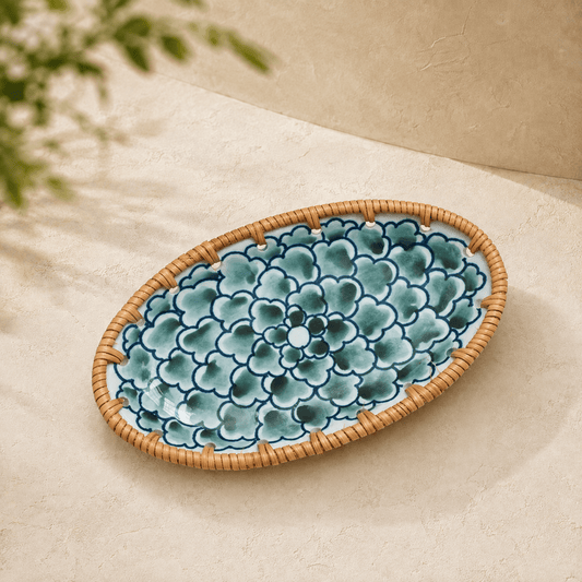 Kohana - Woven-Rim Ceramic Accent Tray - Image