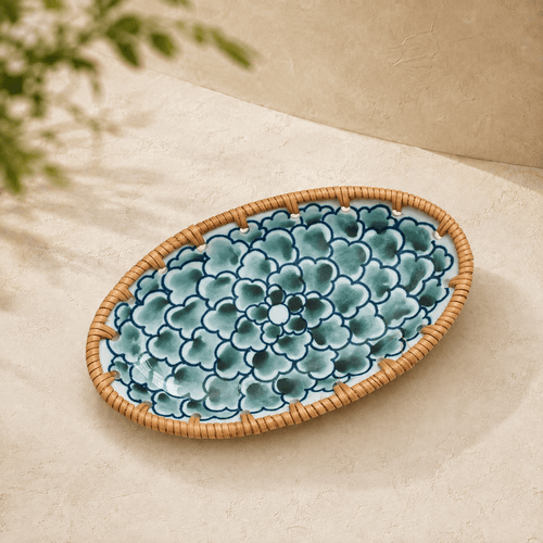 Kohana - Woven-Rim Ceramic Accent Tray