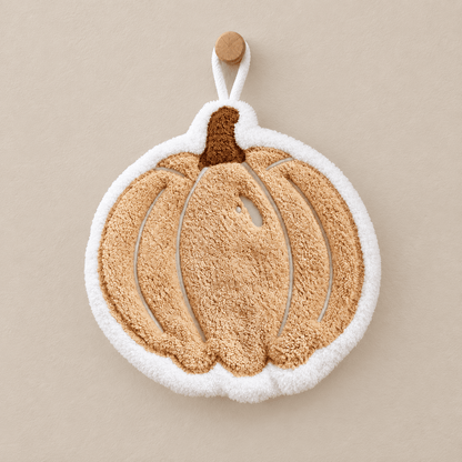 Autumn Hearth - Shaped Hanging Hand Towel — Pumpkin in a clean warm-neutral product setting