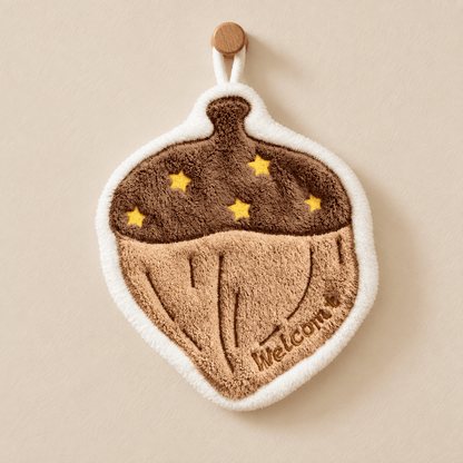 Autumn Hearth - Shaped Hanging Hand Towel — Acorn in a clean warm-neutral product setting