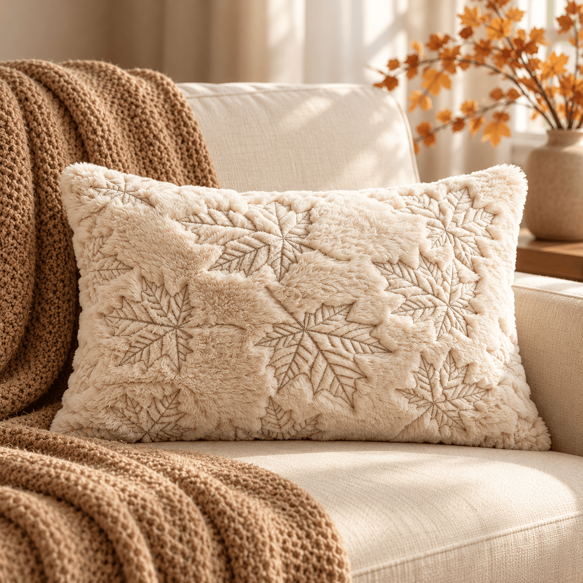 Fablewood - Plush Embroidered Fall Pillow Cover - Urban Alcove