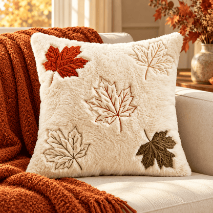 Fablewood - Plush Embroidered Fall Pillow Cover