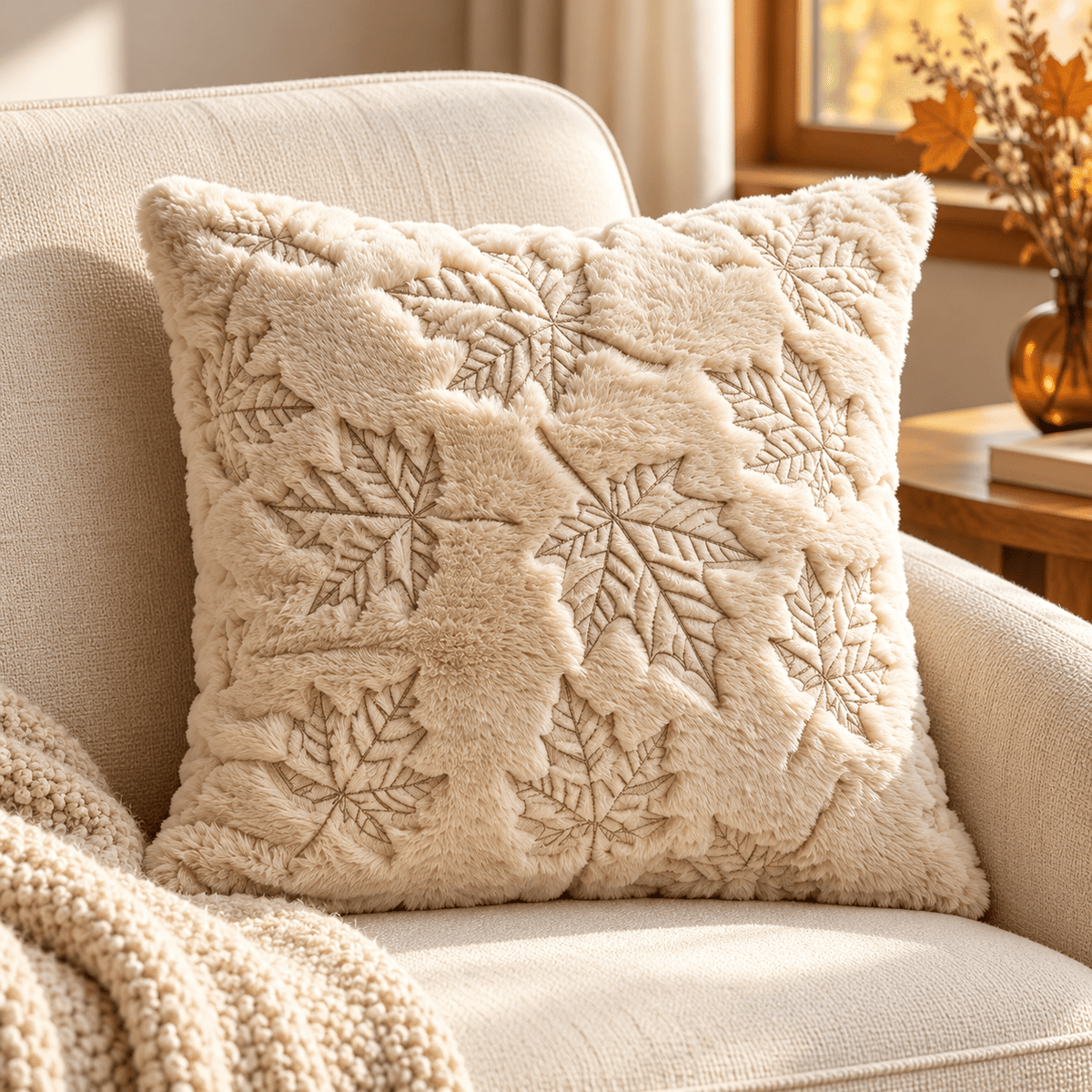 Fablewood - Plush Embroidered Fall Pillow Cover - Urban Alcove