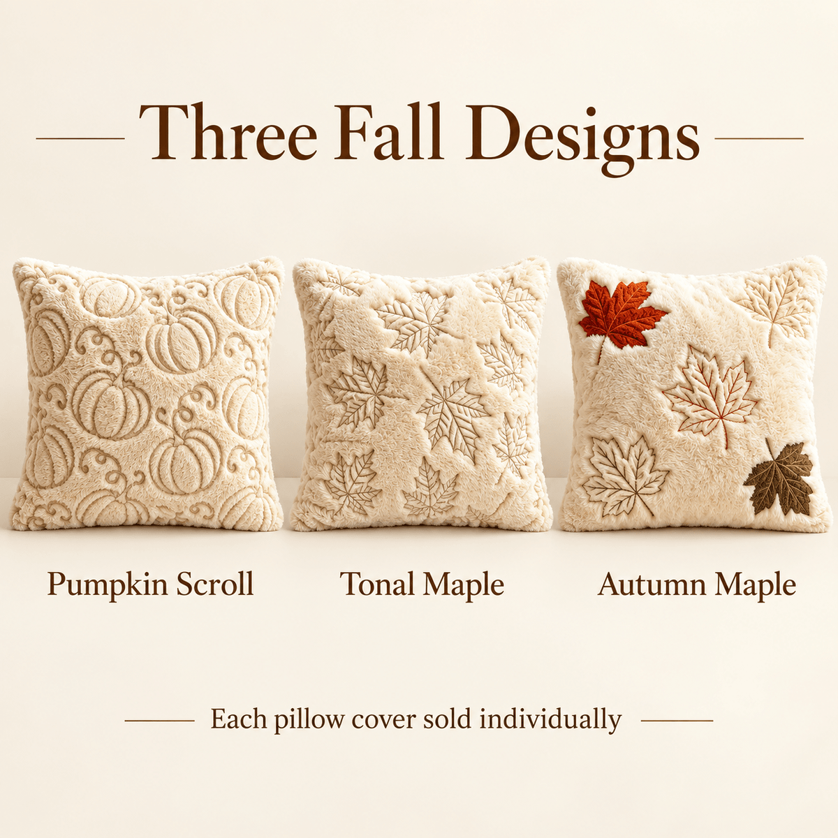 Fablewood - Plush Embroidered Fall Pillow Cover - Urban Alcove