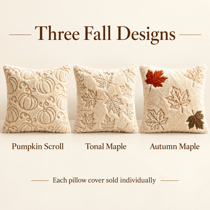 Fablewood - Plush Embroidered Fall Pillow Cover - Urban Alcove