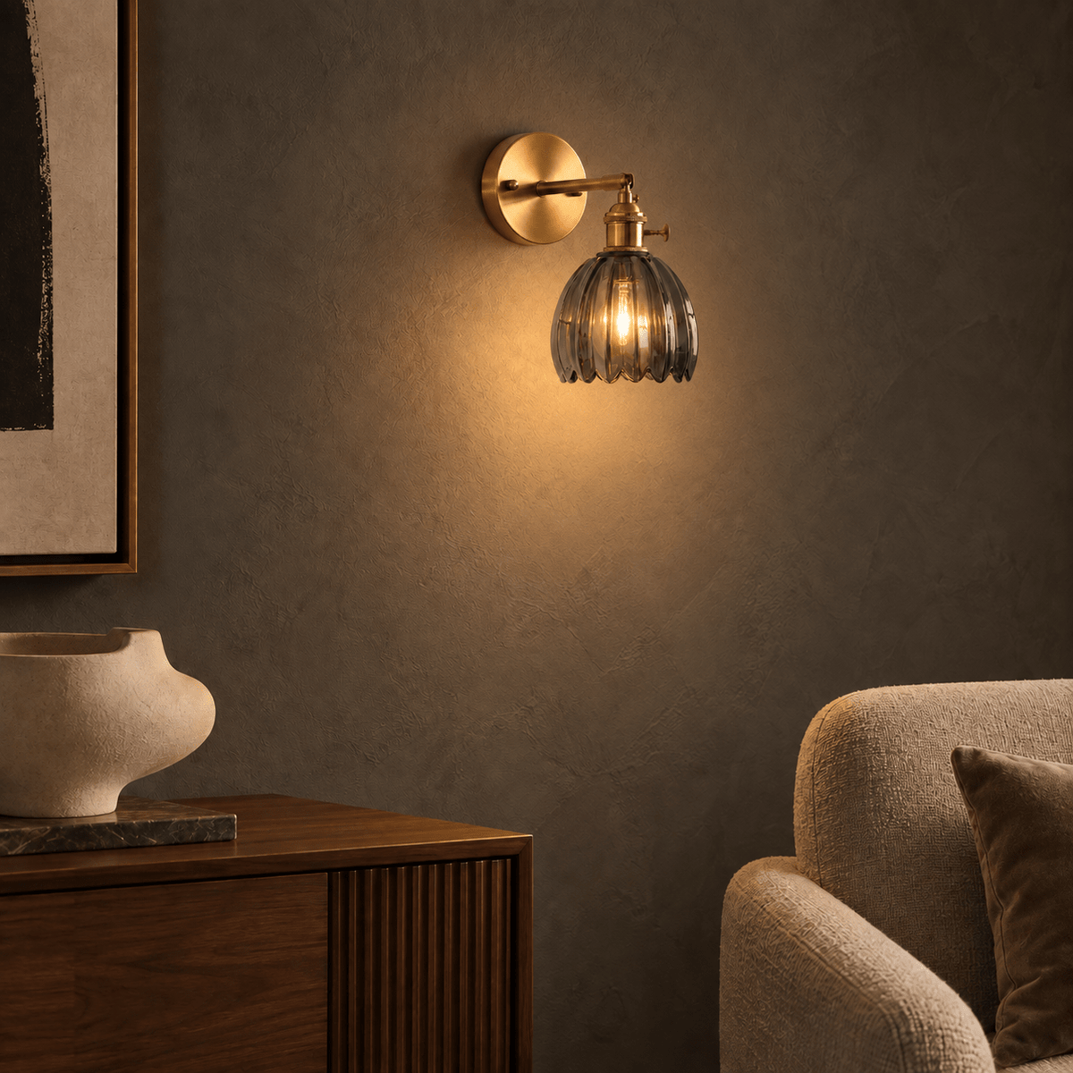 Petalia - Ribbed Glass Tulip Wall Sconce - Urban Alcove