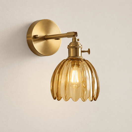 Petalia - Ribbed Glass Tulip Wall Sconce - Image