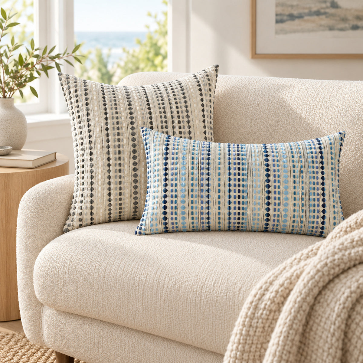Tessara - Textured Chenille Stripe Pillow Cover