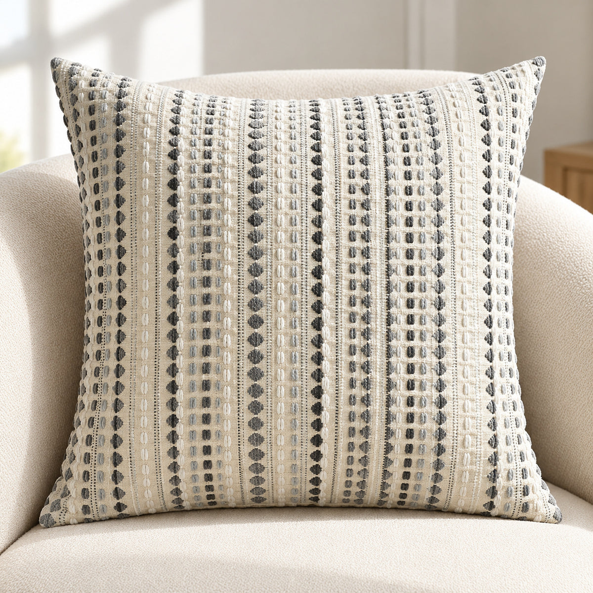 Tessara - Textured Chenille Stripe Pillow Cover