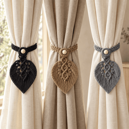 Sylvan Knot – Braided Leaf Curtain Tiebacks, Set of 2