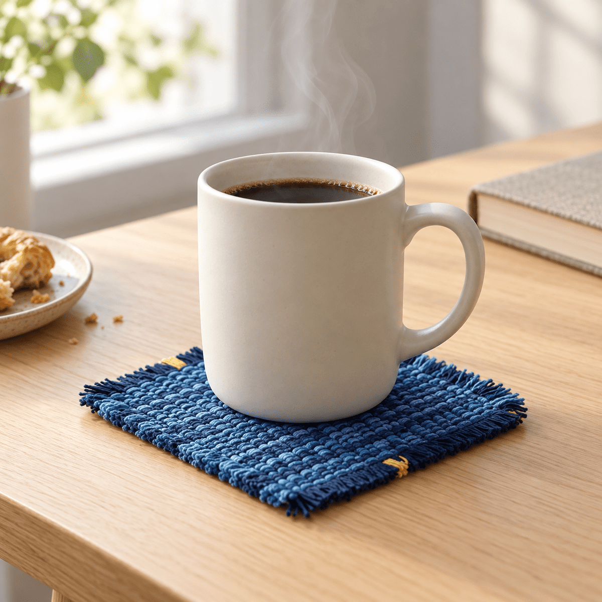 Indigo Loom – Blue Woven Coasters, Set of 6 - Urban Alcove