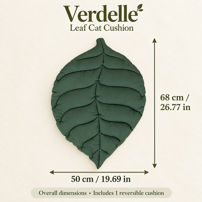 Verdelle – Reversible Green Leaf Cat Cushion