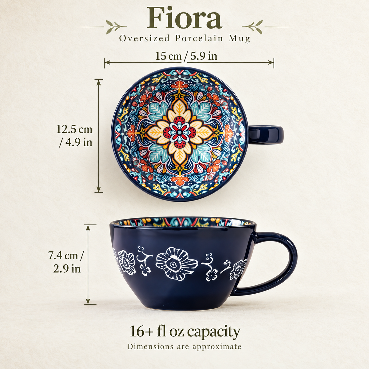 Fiora - Oversized Boho Porcelain Mug