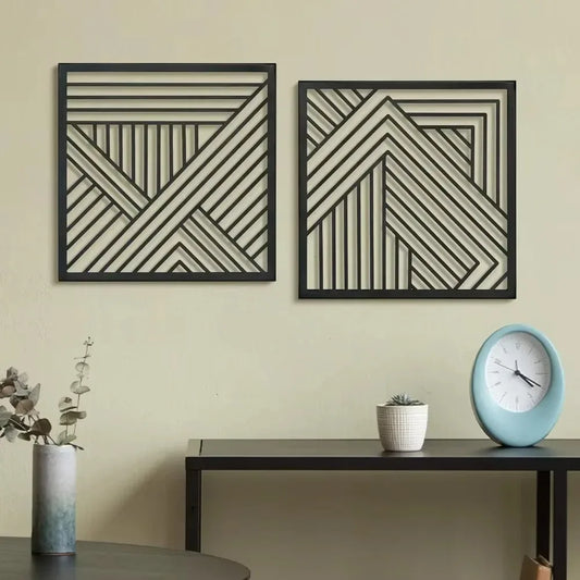 Iron Wall Art Mid Century Geometric Metal Waterproof Sculpture for Home Living Room Hanging Decor Gold Gift