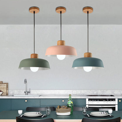 Nordic Wood Aluminum Pendant Lights Modern Hanging Lamps Kitchen Living Room Chandelier Lighting E27 LED Loft Lampara De Techo