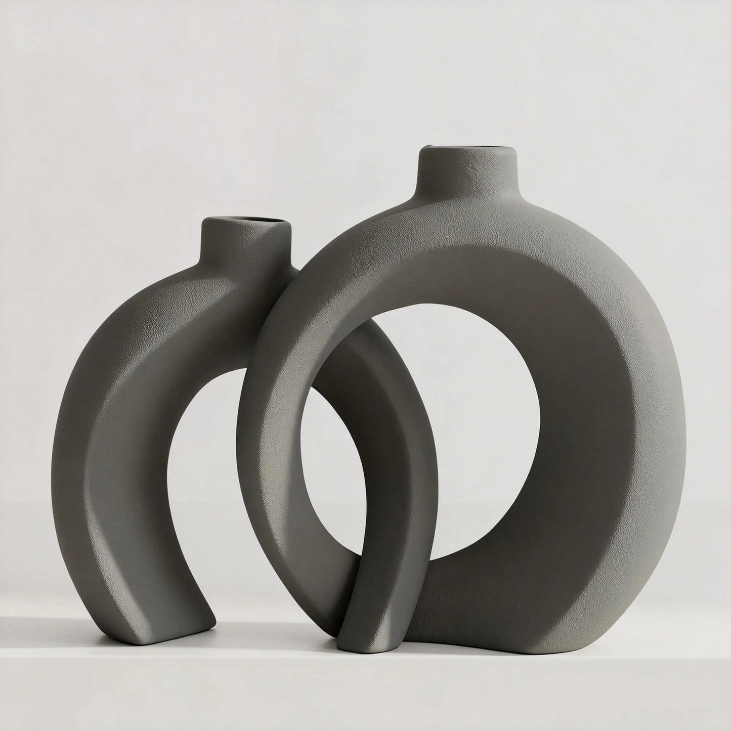 Shape Decorative Vase Set of 2, Ceramic, Modern Minimalism Styles, Flowers or Plant Table Vases for Home Decor Living Room Shelf Entry Console Mantle Dining Centerpiece (Matte White)
