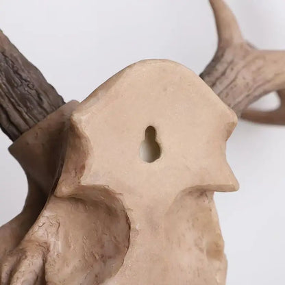 3D Nordic Resin Faux Deer Head Wall Mount - Rustic Antler Trophy Sculpture for Bedroom, Living Room, & Office Decor