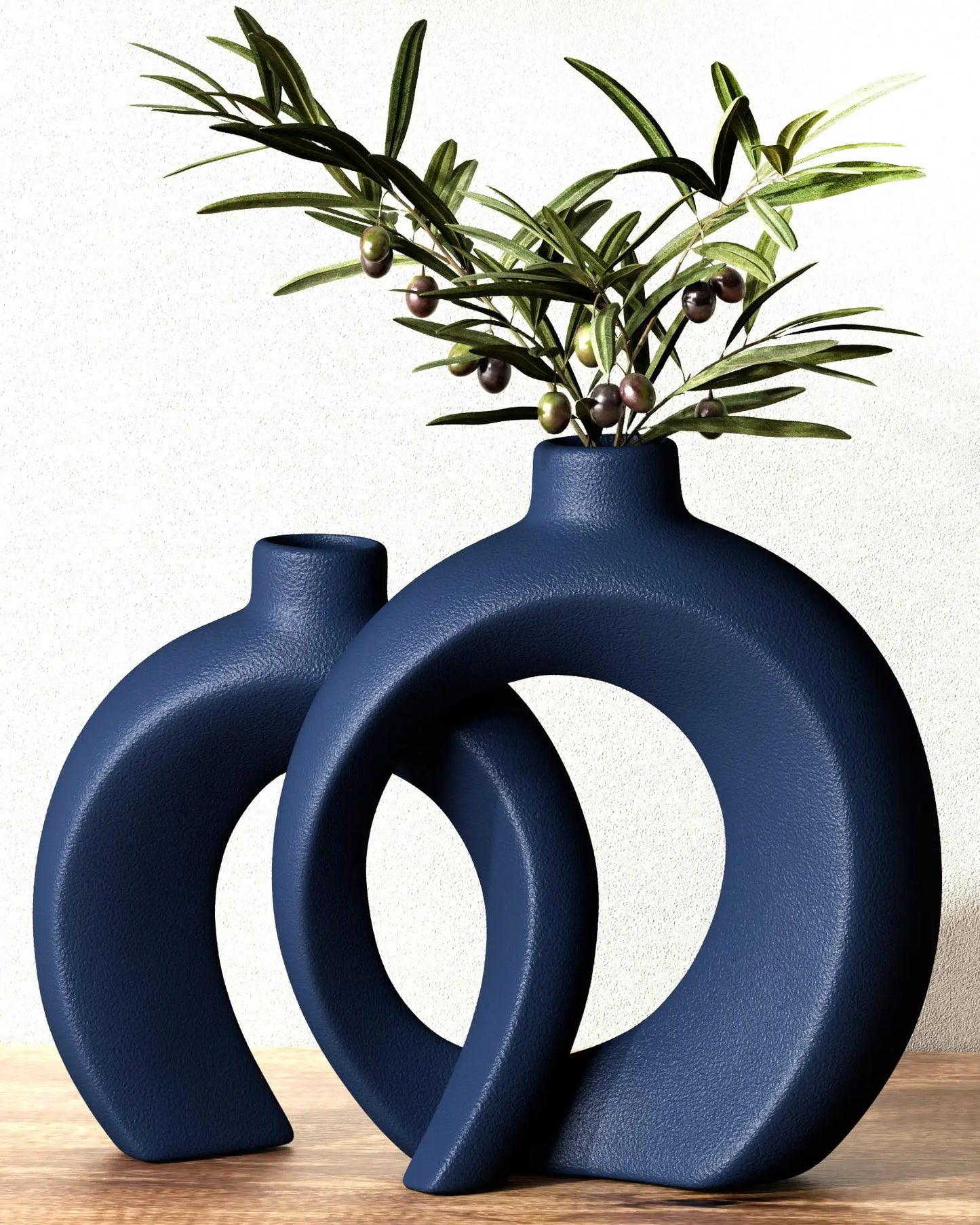 Shape Decorative Vase Set of 2, Ceramic, Modern Minimalism Styles, Flowers or Plant Table Vases for Home Decor Living Room Shelf Entry Console Mantle Dining Centerpiece (Matte White)
