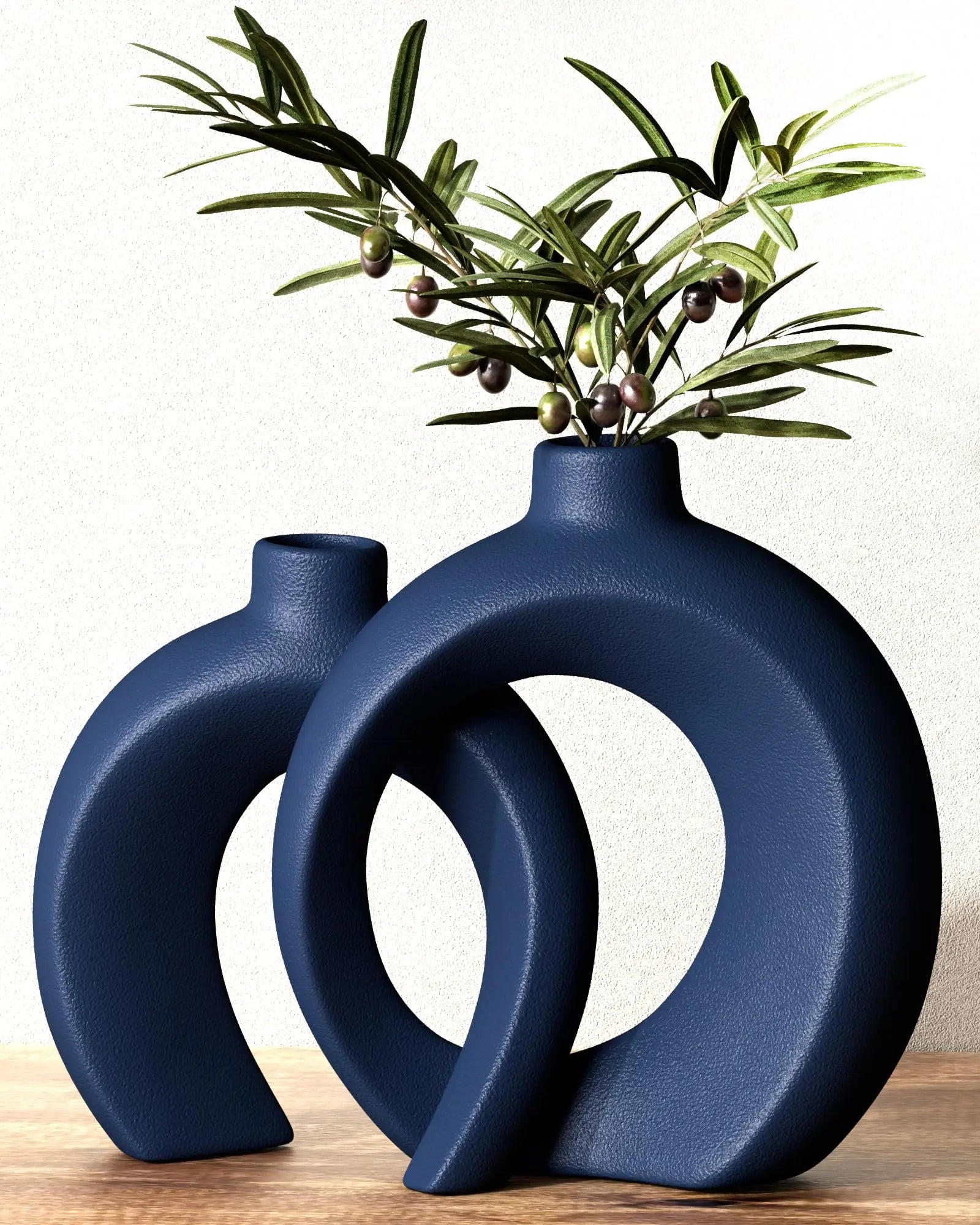 Shape Decorative Vase Set of 2, Ceramic, Modern Minimalism Styles, Flowers or Plant Table Vases for Home Decor Living Room Shelf Entry Console Mantle Dining Centerpiece (Matte White)