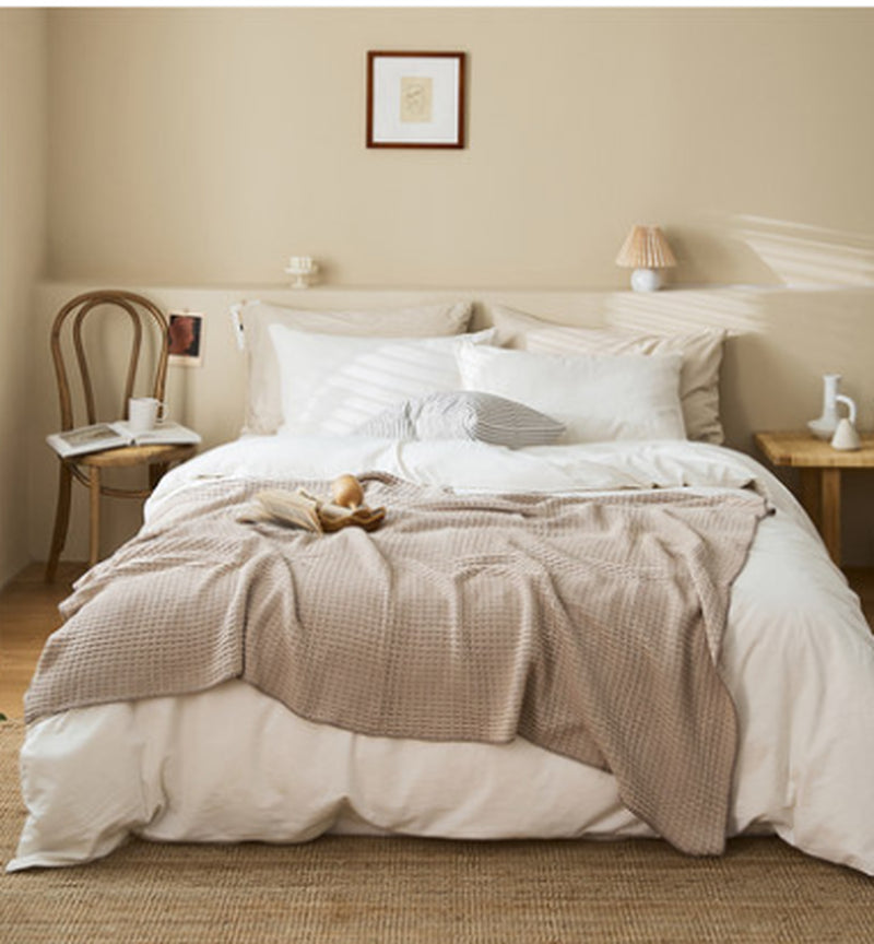Noxesman Cotton Waffle Office Nap Knitted Blanket