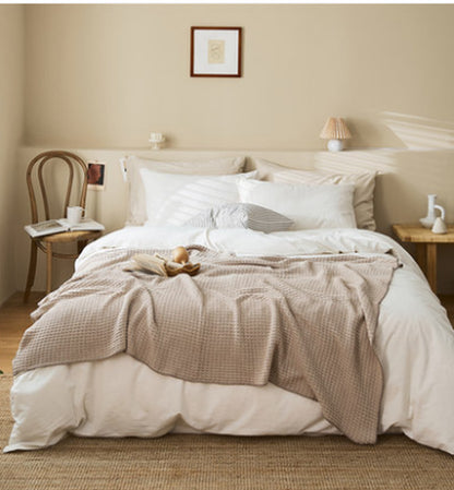 Noxesman Cotton Waffle Office Nap Knitted Blanket
