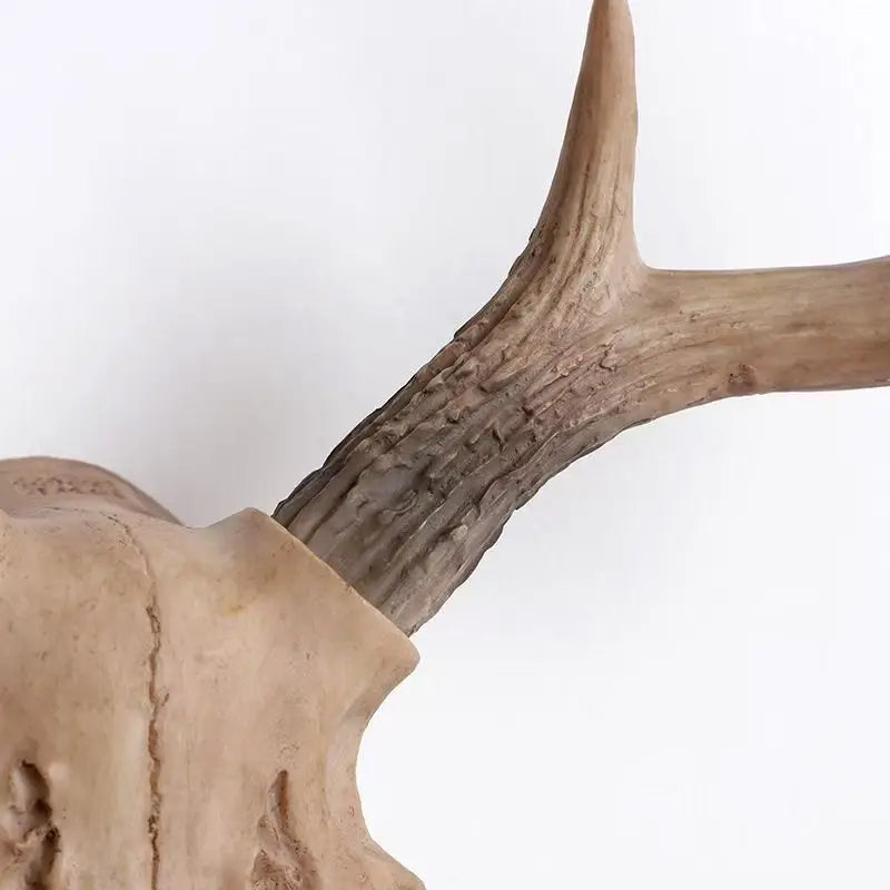 3D Nordic Resin Faux Deer Head Wall Mount - Rustic Antler Trophy Sculpture for Bedroom, Living Room, & Office Decor