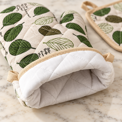 Fernley - Patterned Oven Mitt & Pot Holder Set (4 Pieces)