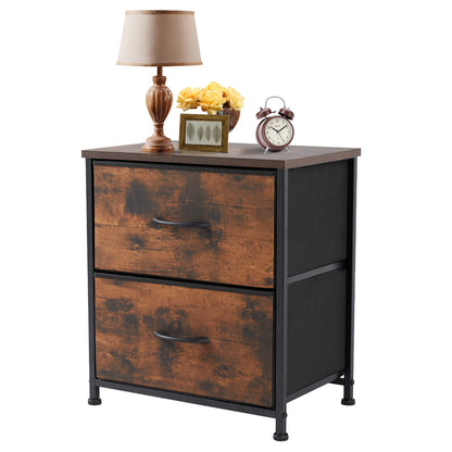 Nightstand, Bedside Table - 2 Fabric Drawers
