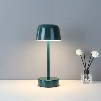 Modern Mushroom Table Lamp - Cordless, Rechargeable LED Metal Desk Lamp, Minimalist Portable Art Light
