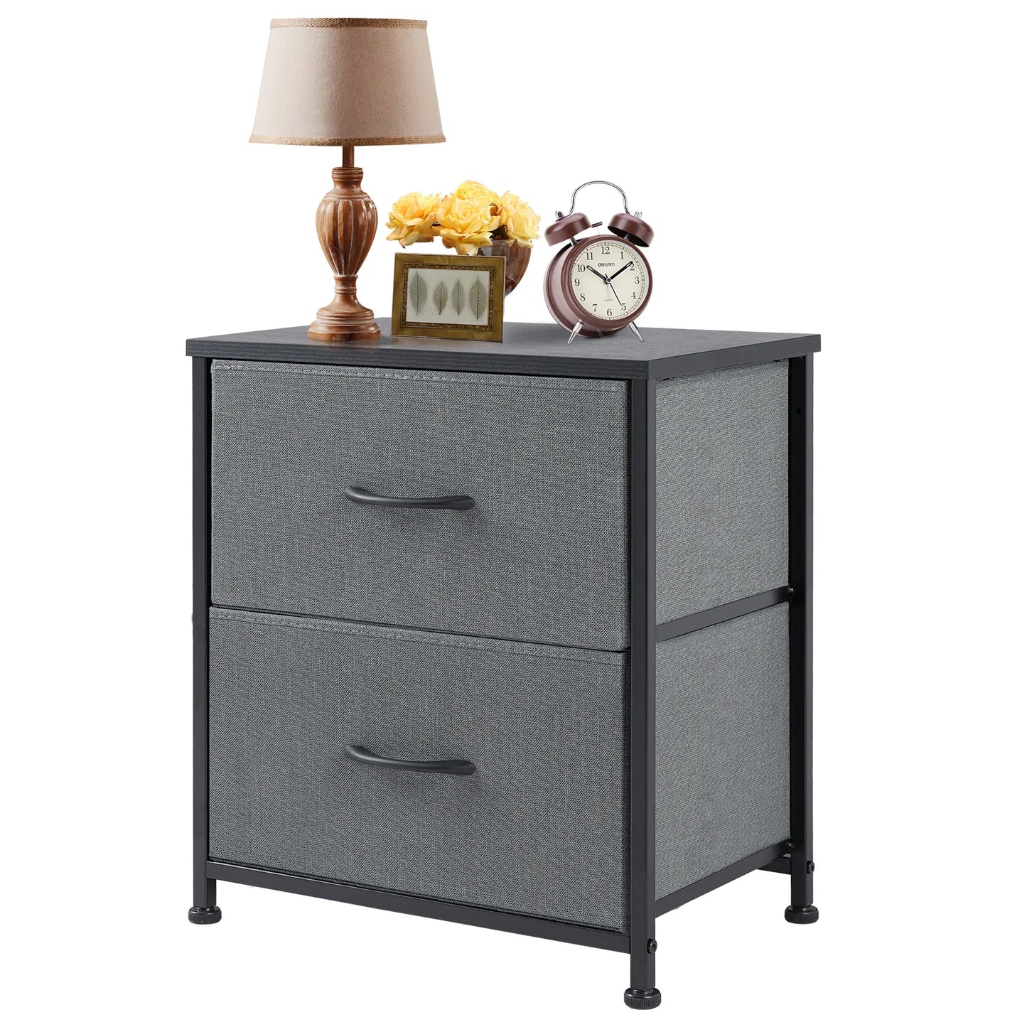 Nightstand, Bedside Table - 2 Fabric Drawers