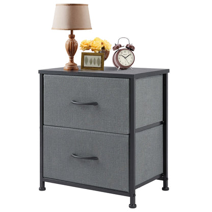Nightstand, Bedside Table - 2 Fabric Drawers