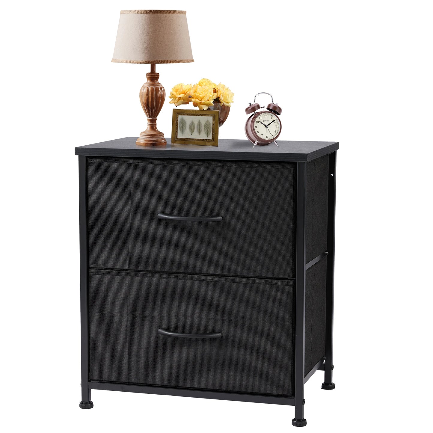 Nightstand, Bedside Table - 2 Fabric Drawers