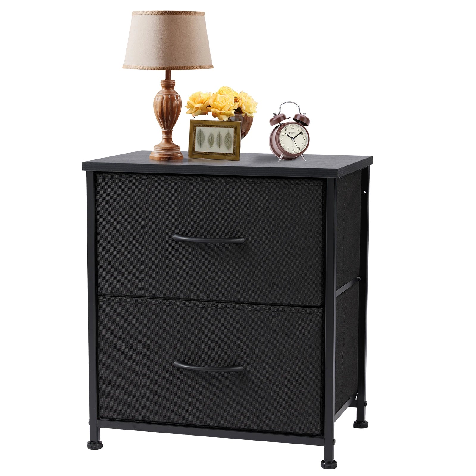 Nightstand, Bedside Table - 2 Fabric Drawers